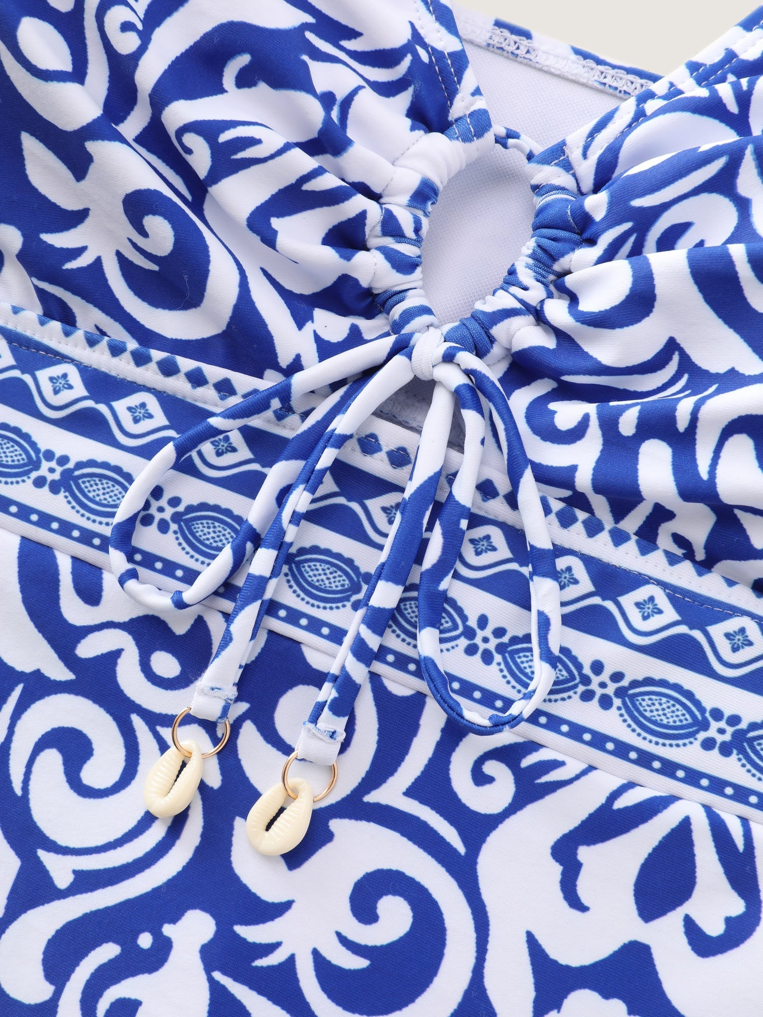 Sarong Set Geometric Print Mesh One-Piece Swim