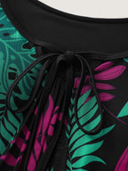 Vibrant Tropical Mesh Neck Tie Swim Top