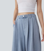 FlexTM High Waisted Wide leg Cool Touch Quick Dry Denim Casual Jeans with Pockets