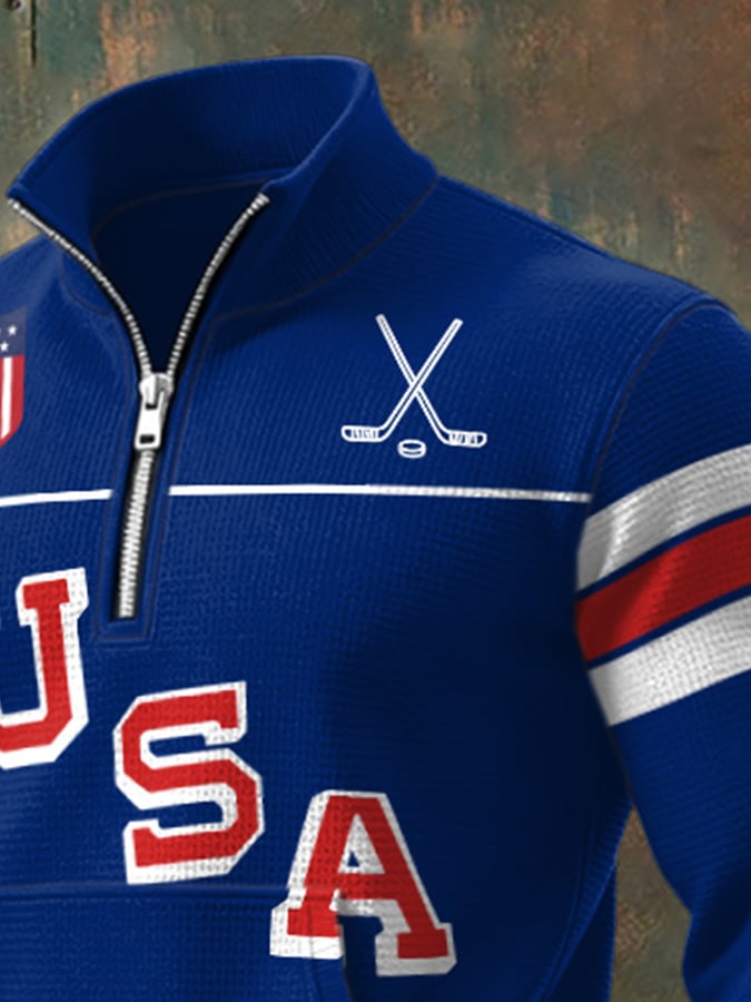 Retro Men's USA Ice Hockey Print Sweatshirt