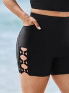 Side Cut-Out Detail Pockets Swim Shorts