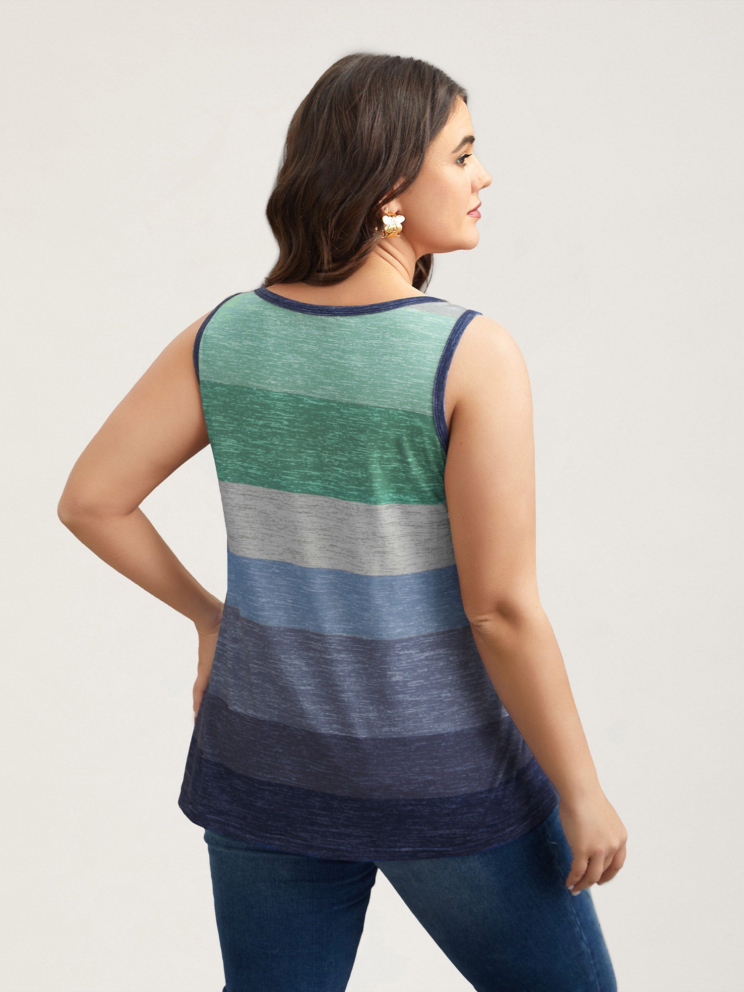 Multi-Color Stripes Off-Sleeves Vest