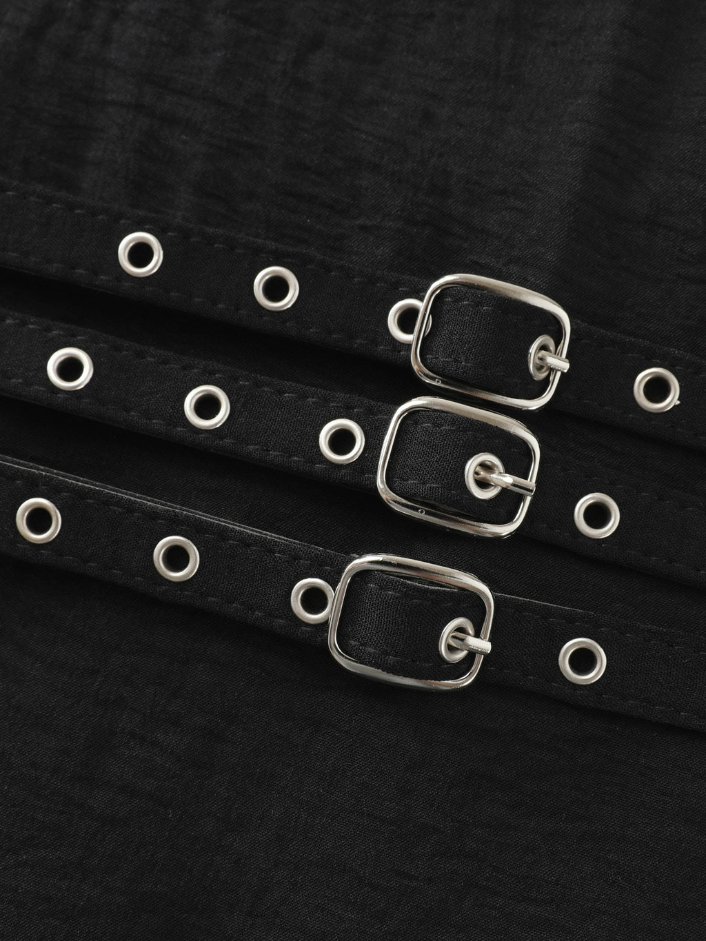 Wide Straps Belted Buckle Detail Midi Dress