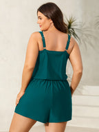Plain Pockets Adjustable One-Piece Swimsuit