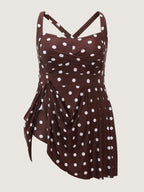 Twist-Front Polka Dots Swim Dress
