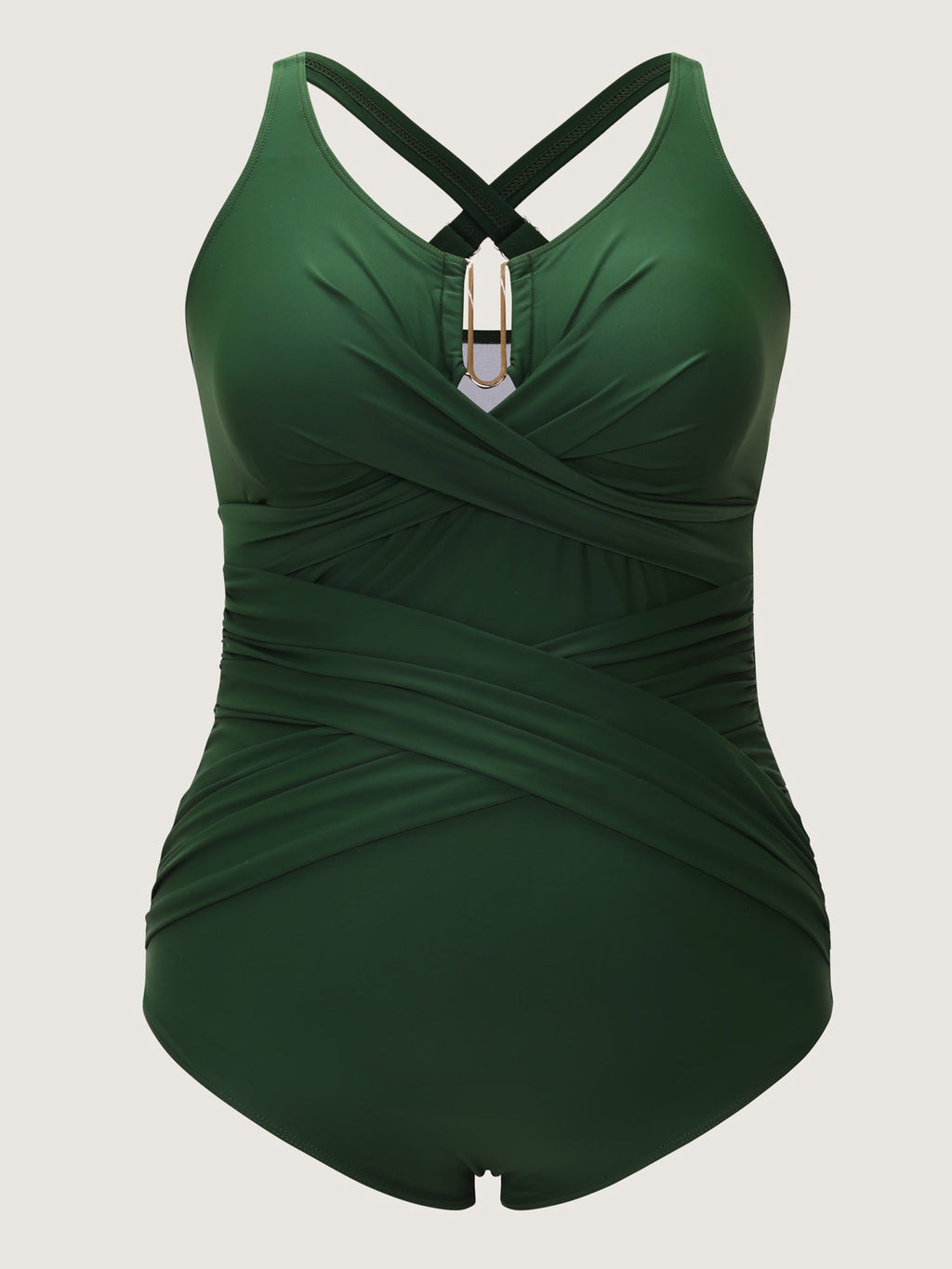 Overlap Pleated Tummy-Control One-Piece Swimsuit