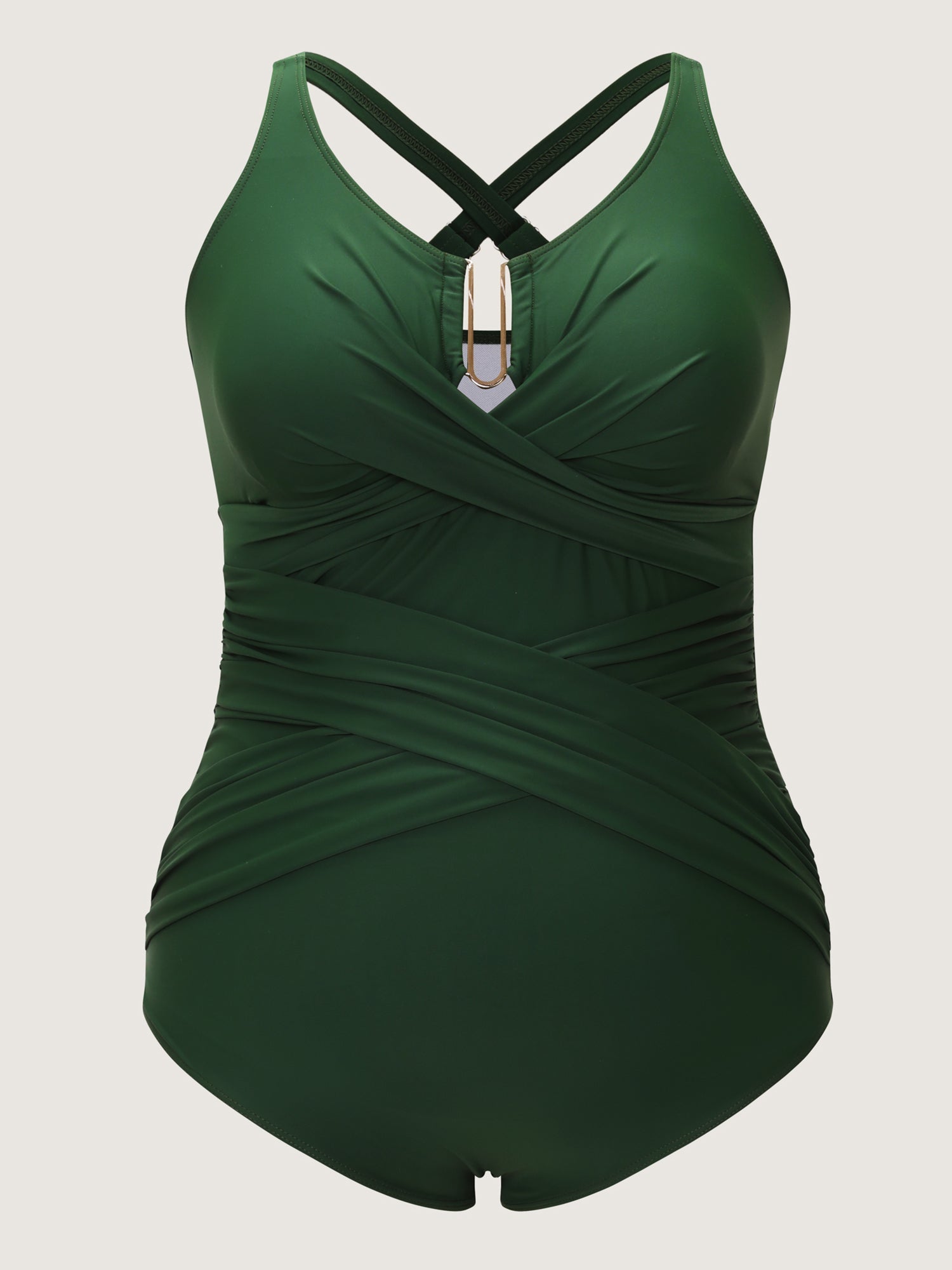 Overlap Pleated Tummy-Control One-Piece Swimsuit