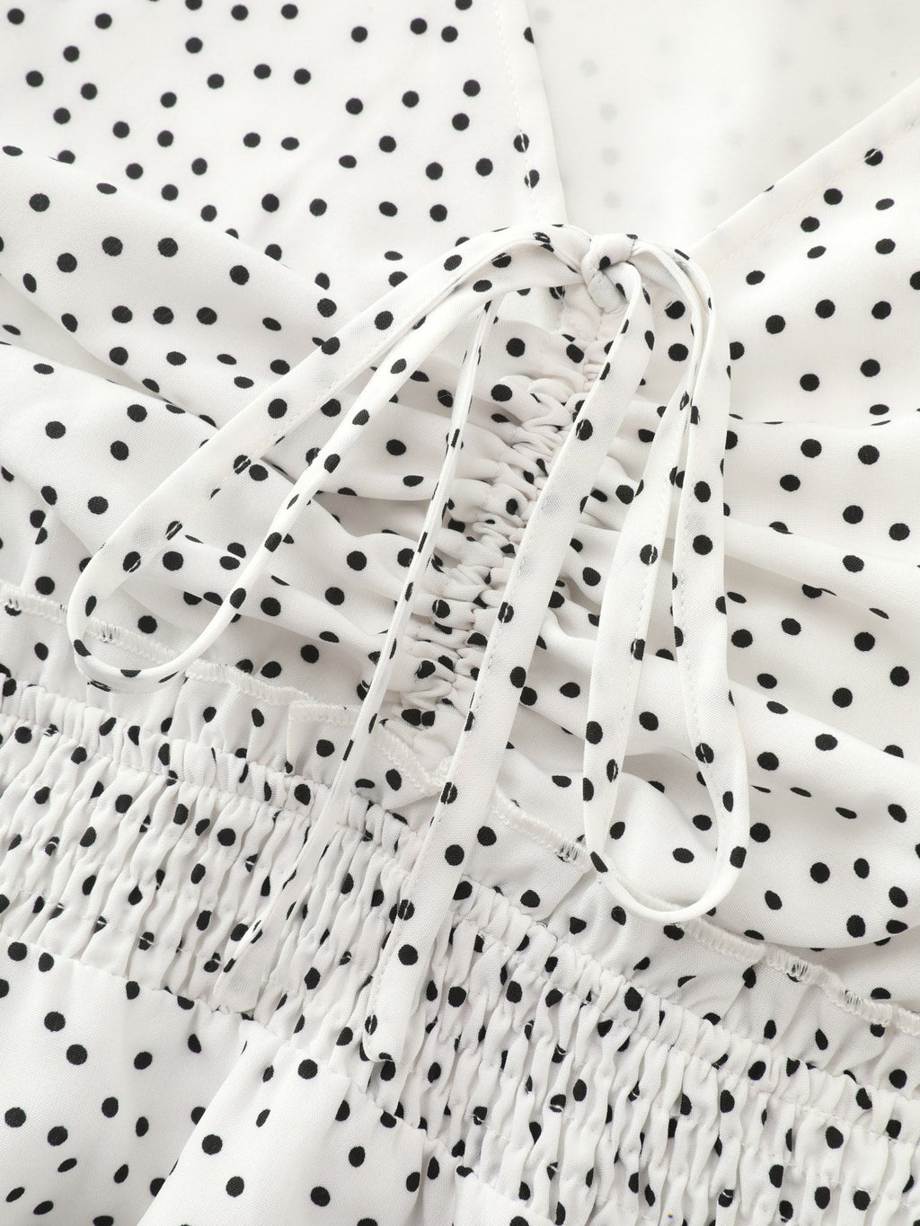 Polka Dots Shirred Ruffled Sleeve Blouse