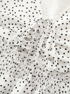 Polka Dots Shirred Ruffled Sleeve Blouse
