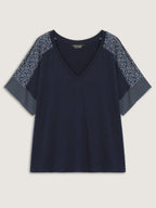 Supersoft Color Contrast Sleeve V-Neck T-Shirt