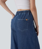 FlexTM High Waisted Wide leg Cool Touch Quick Dry Denim Casual Jeans with Pockets