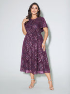 Abstract Print Twisted Neckline Midi Dress