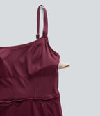 BreezefulTM Pleated Adjustable Buckle 2-in-1 Micro Mini Quick Dry Casual Slip Dress with Pocket-Easy Peezy