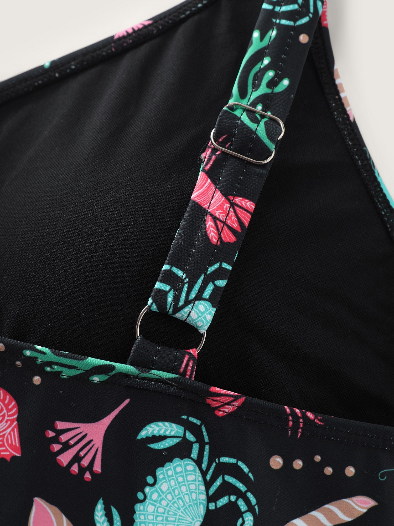 Ocean Print Neck-Tie Swim Top