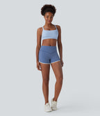 SoftlyZeroTM Airy SoCinched Mid Rise Tummy Control Color Block Cool Touch Yoga Biker Shorts 3''-UPF50+