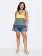 Multi-Color Stripes Off-Sleeves Vest
