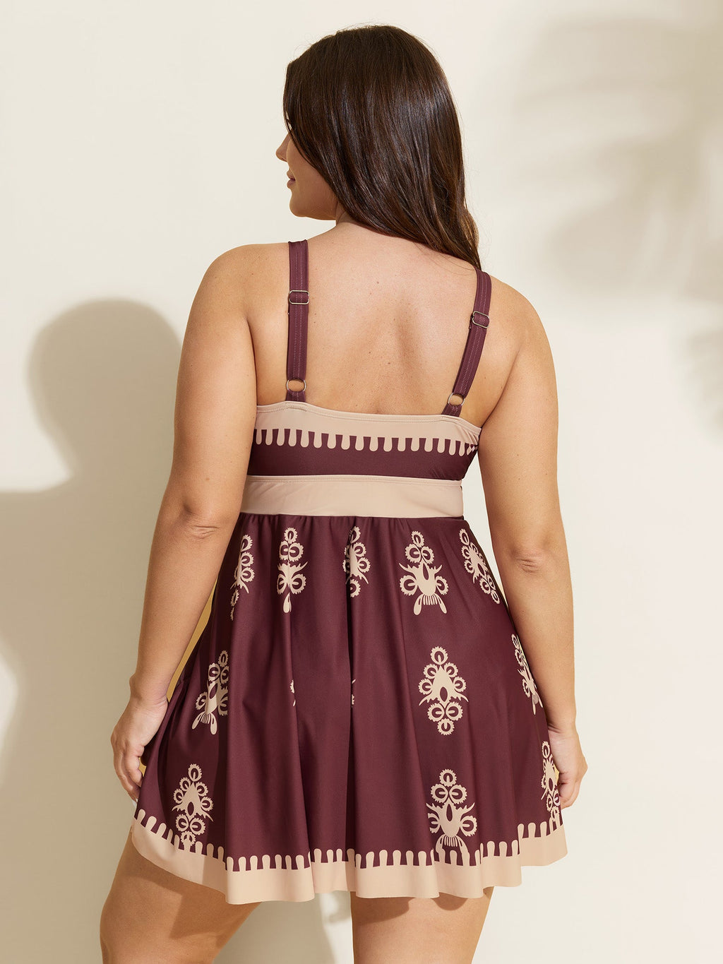 Boho Flower Print Surplice Swim Dress