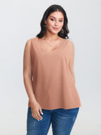 Solid V Neck Laser Cut Tank Top