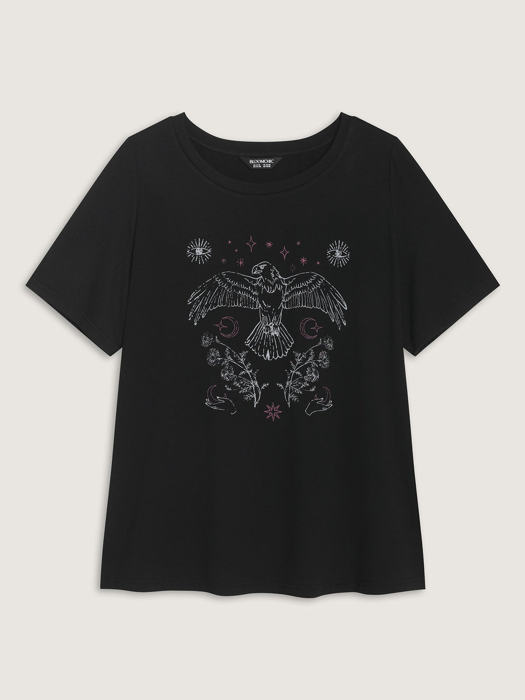 Supersoft Bird Print Round Neck Plain T-Shirt