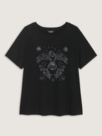 Supersoft Bird Print Round Neck Plain T-Shirt