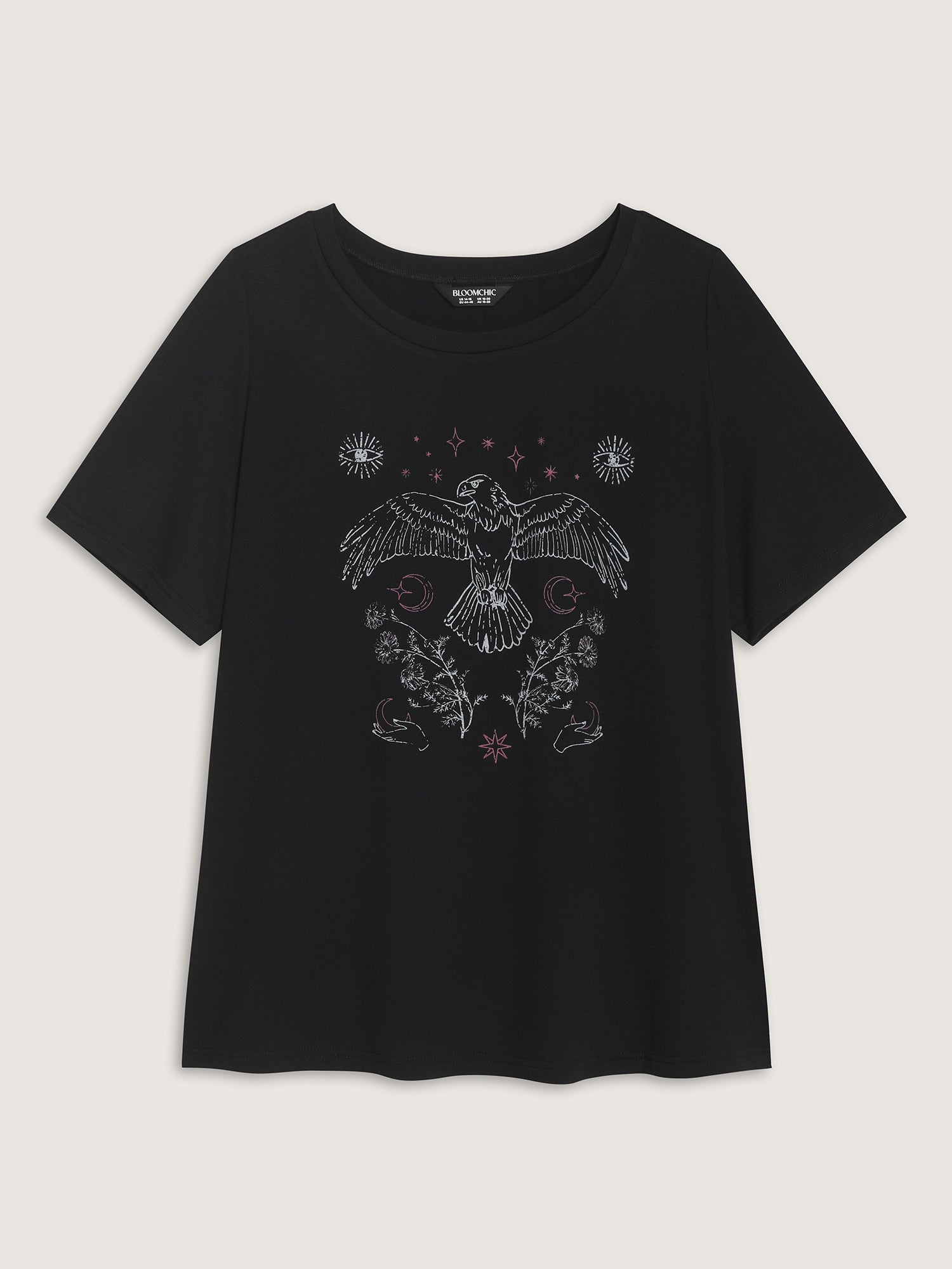 Supersoft Bird Print Round Neck Plain T-Shirt