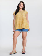 Leopard Print Tiered Flutter Sleeve Knit Top