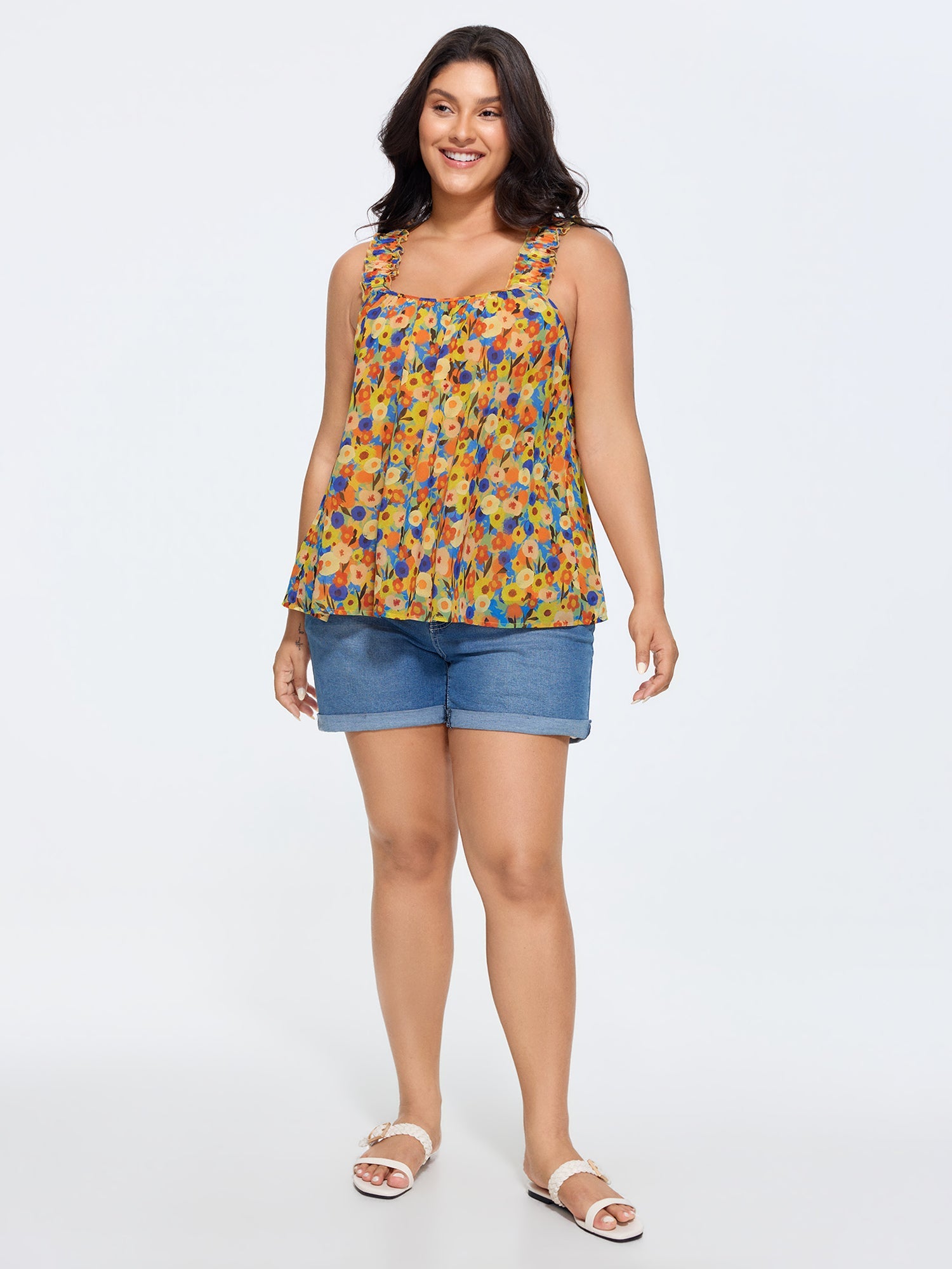 Sunkissed Floral Print Flowy Tank Top