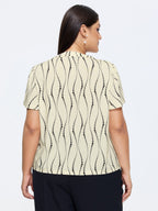 Stretchy Geometric Print Knit Top