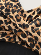 Leopard Print Shrink Pleat One-Piece Swimsuit