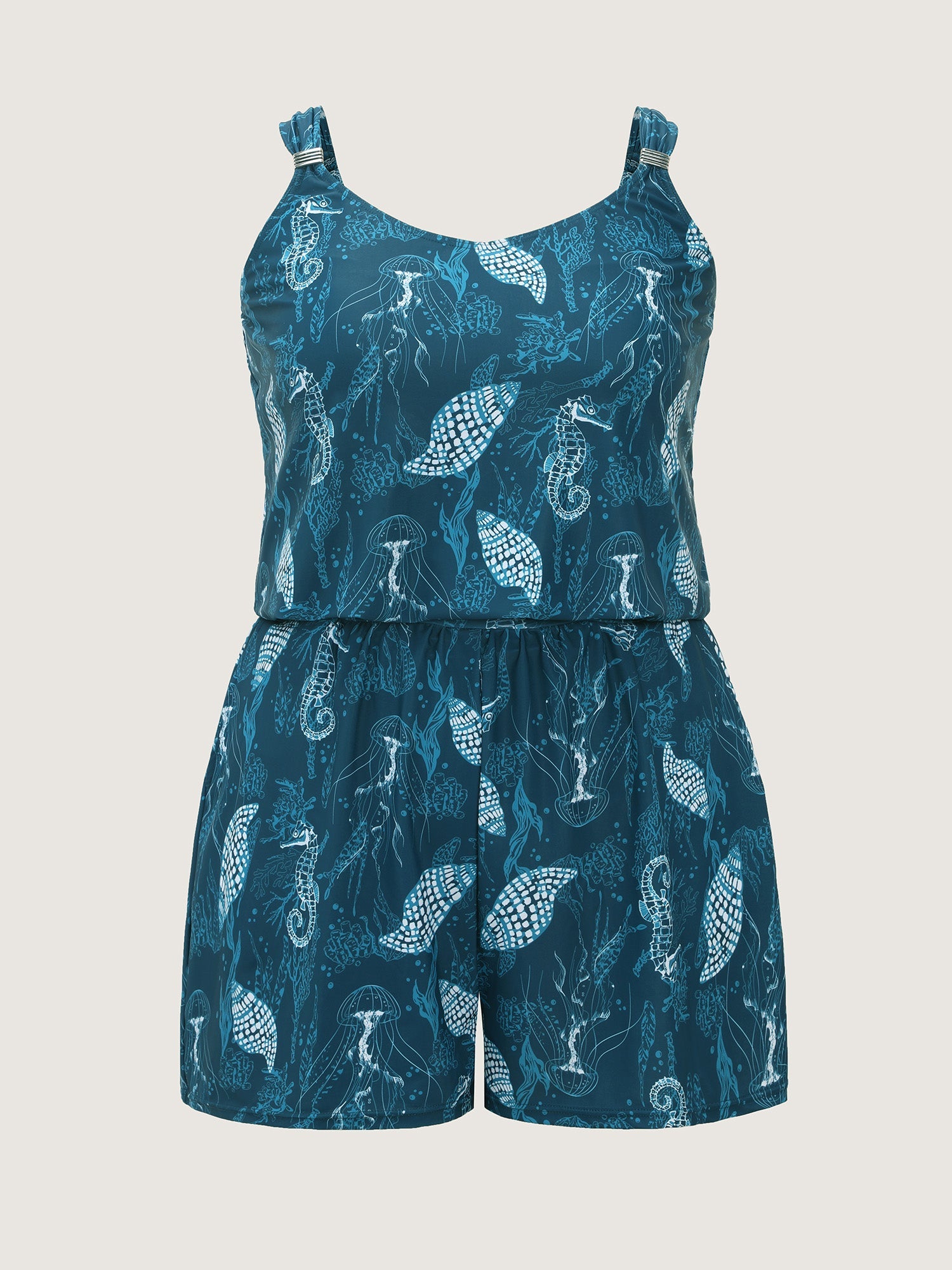 Vibrant Ocean Pattern Pocket One-Piece Swimsuit