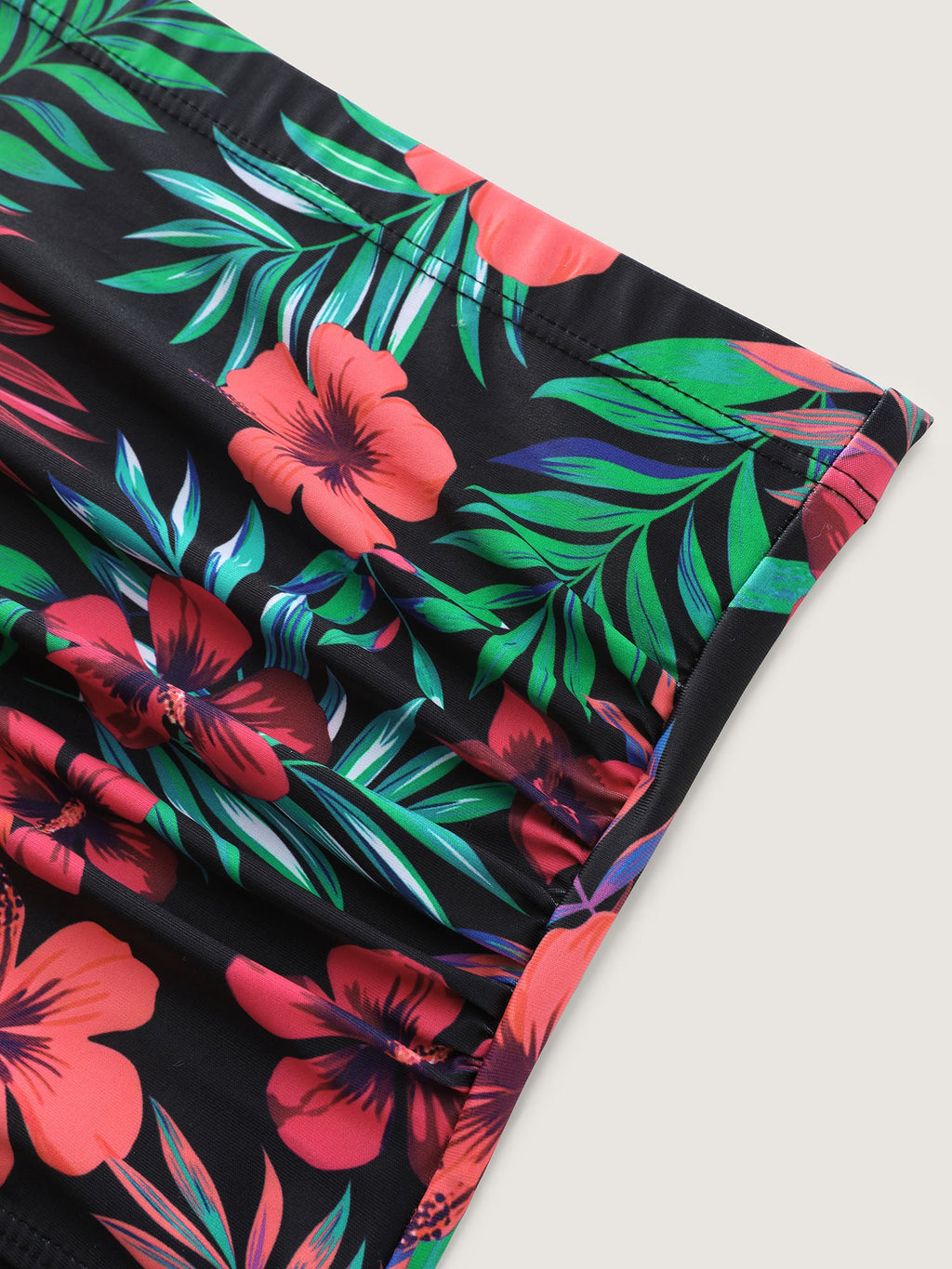 Vibrant Tropical Floral Print Pockets Swim Dress