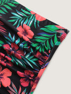 Vibrant Tropical Floral Print Pockets Swim Dress