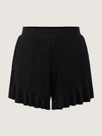 Ruffled Hem Pockets Swim Shorts