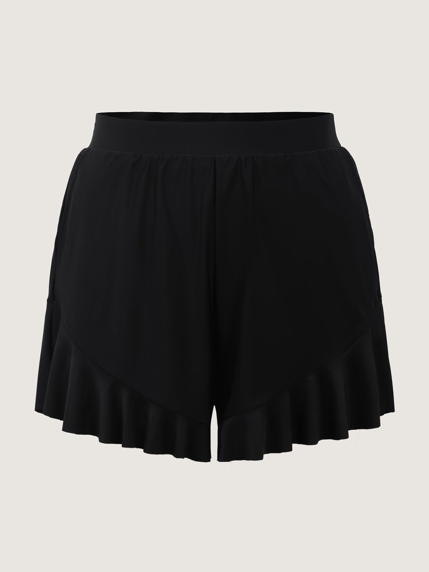 Ruffled Hem Pockets Swim Shorts