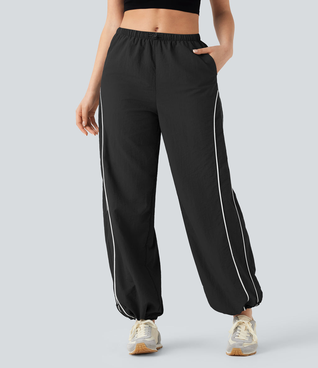Mid Rise Wide Leg Cool Touch Casual Pants with Pockets