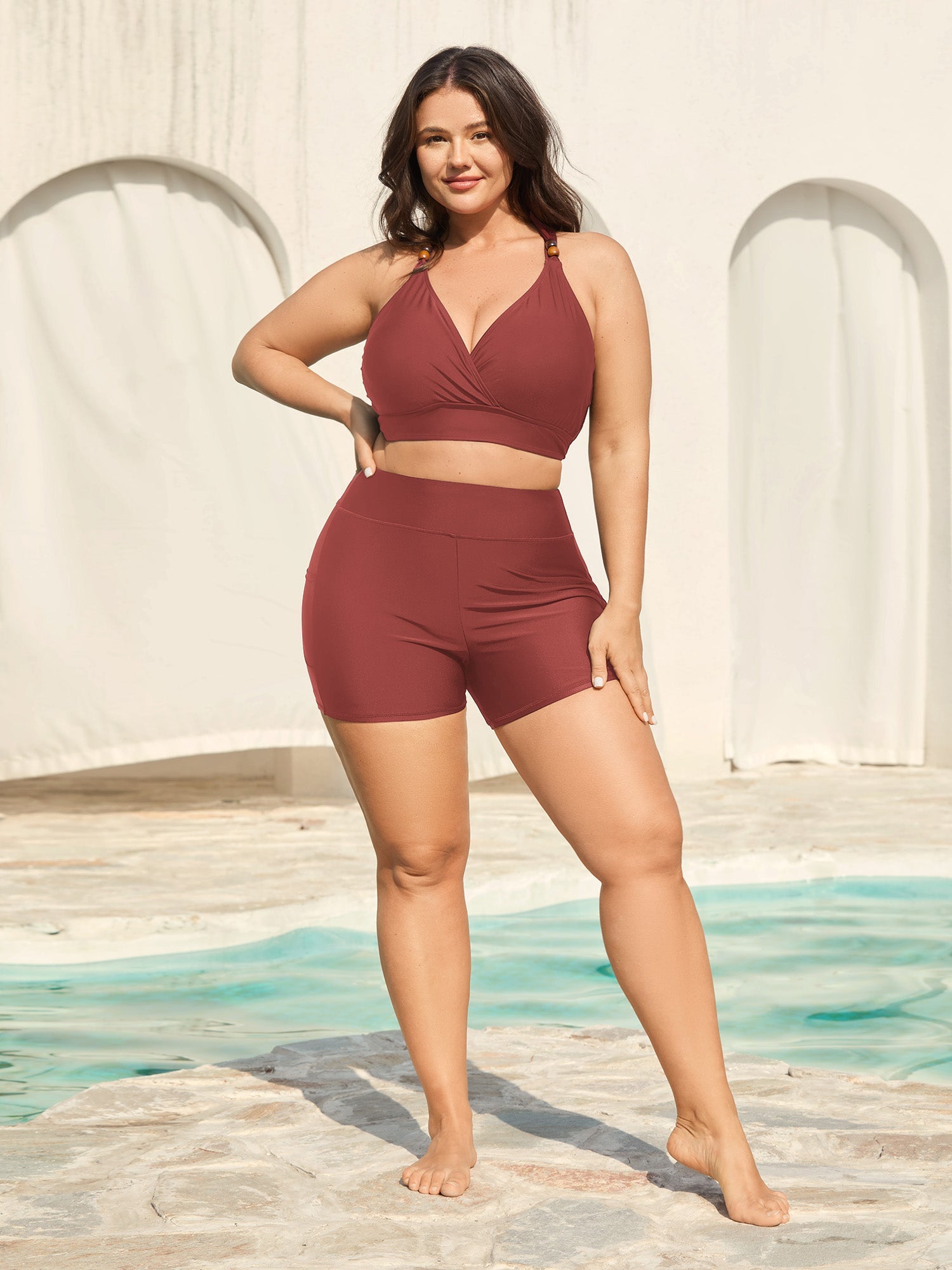 Sculpting Pockets Solid Swim Shorts