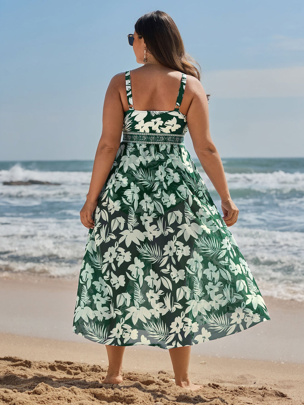Sarong Set Tropical Print One-Piece Swim