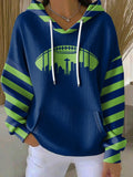 Women's Rugby Print Casual Hoodie