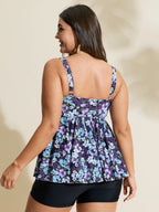 Ditsy Floral Ties Adjustable Ruched Swim Top