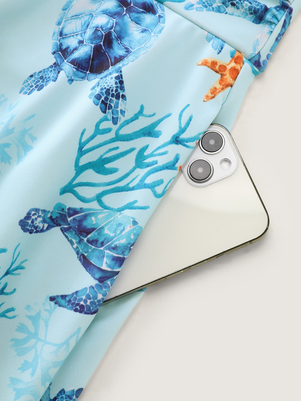 Sea Turtle Print Pockets Swim Dress
