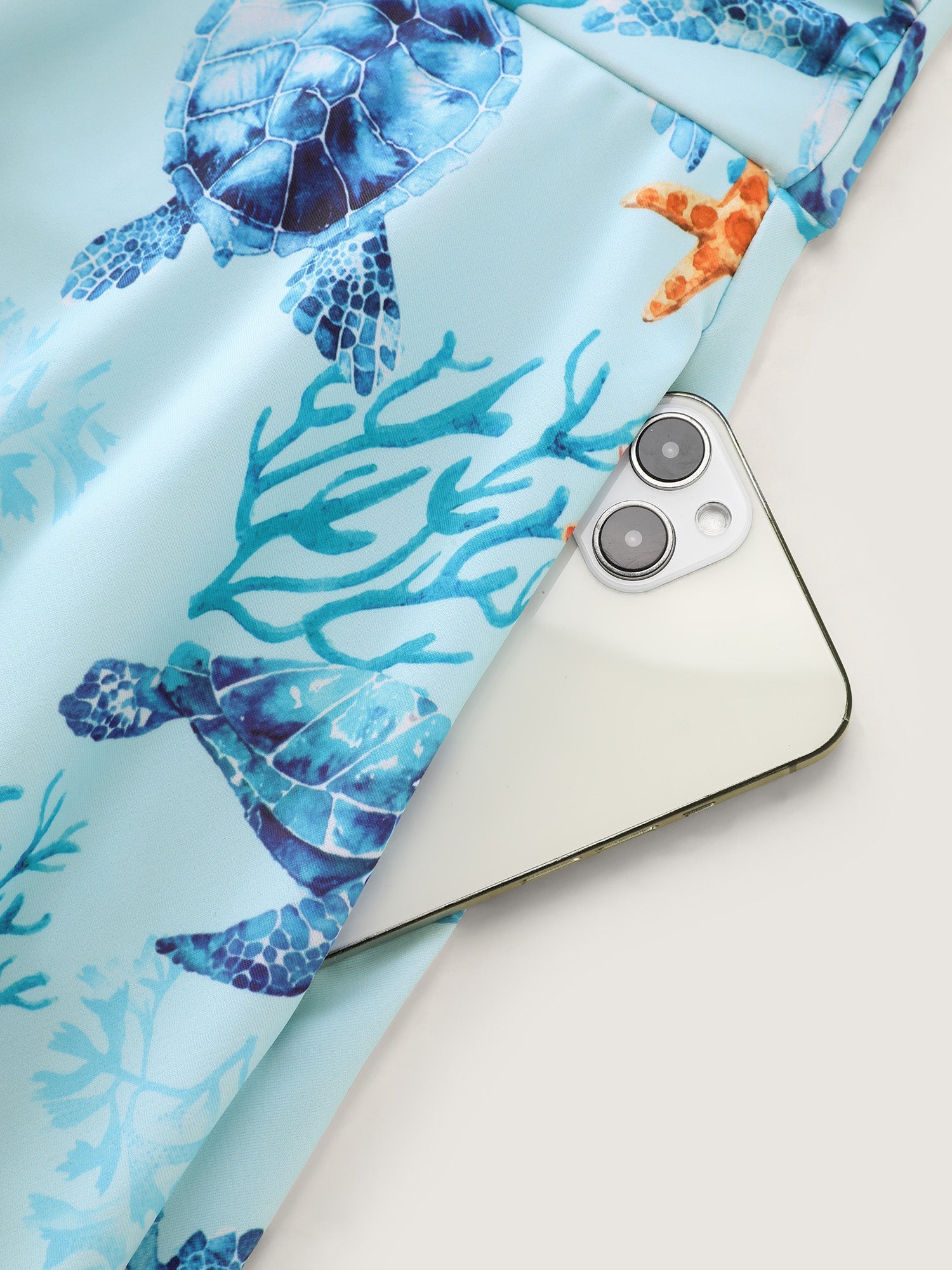 Sea Turtle Print Pockets Swim Dress