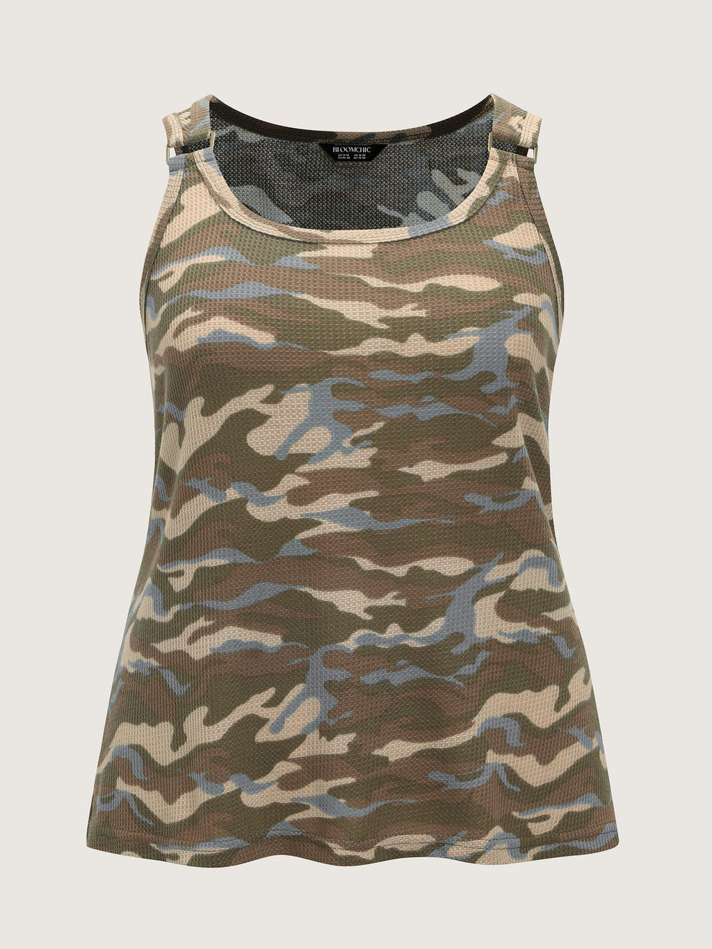 Camouflage Textured Wide Strap Tank Top