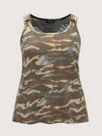 Camouflage Textured Wide Strap Tank Top