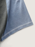 Cotton Stretchy Color Contrast Curvy Hem T-Shirt