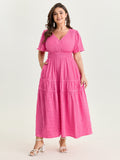 Textured Cinched-Waist Maxi Dress