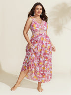 Two-Piece Citrus Print Sarong Swimsuit