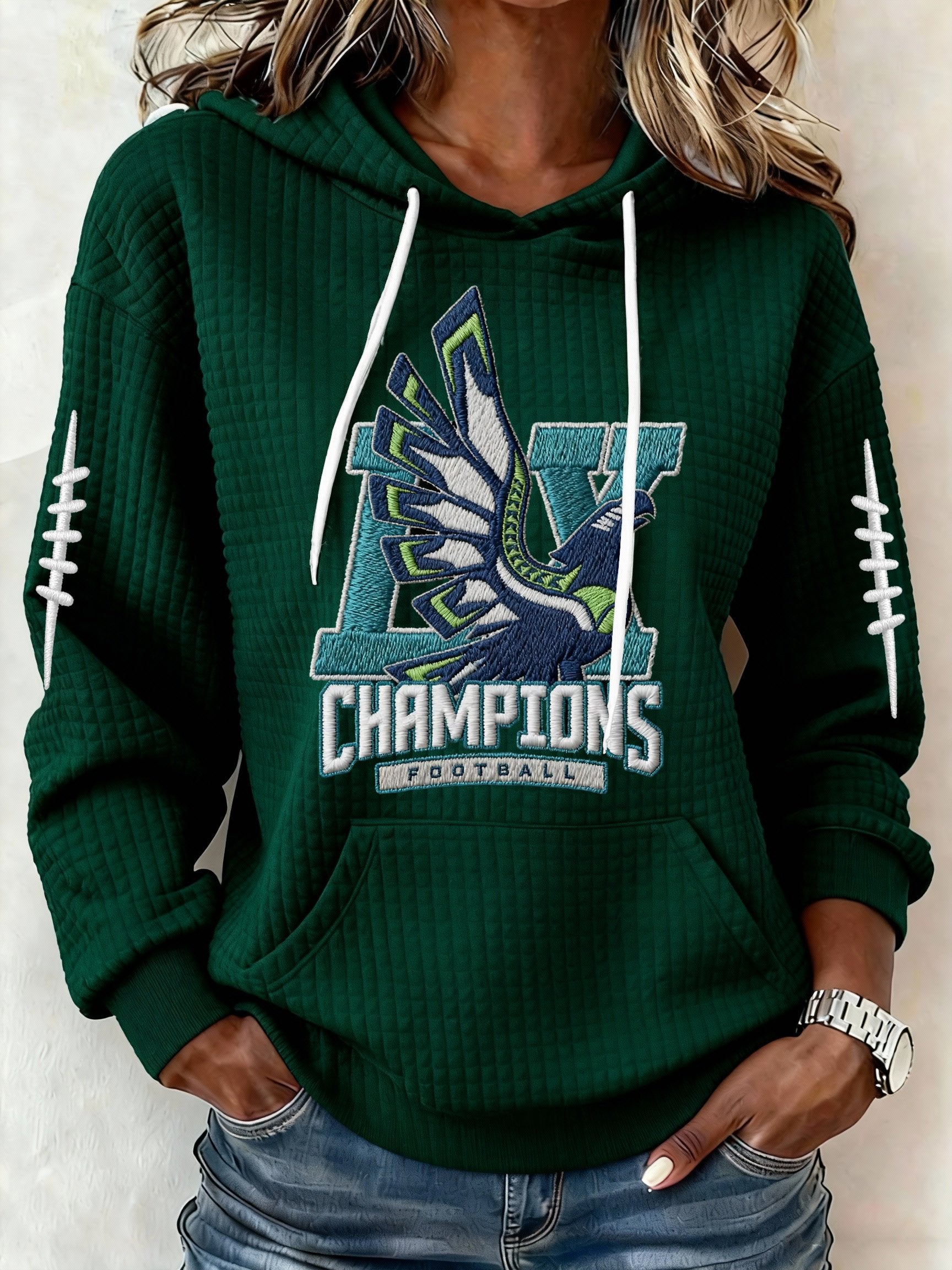 Women’s Football Graphic Waffle Knit Hoodie