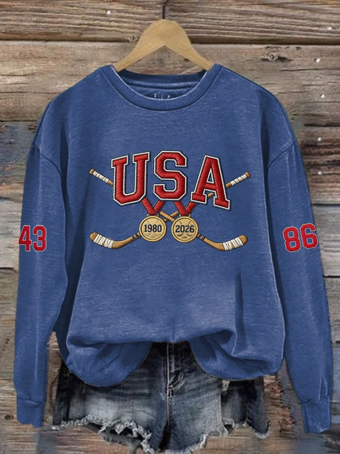 Women's  Hockey Print Sweatshirt