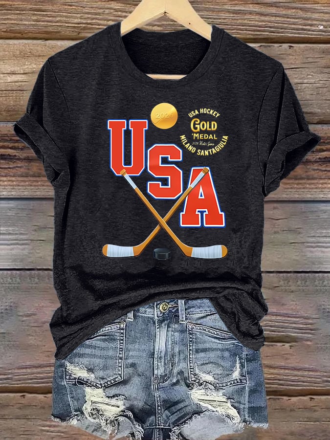 Women's  USA  Funny  Print T-Shirt