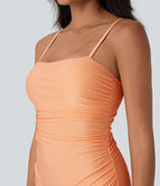 Ruched Texture Sheen One Piece Swimsuit